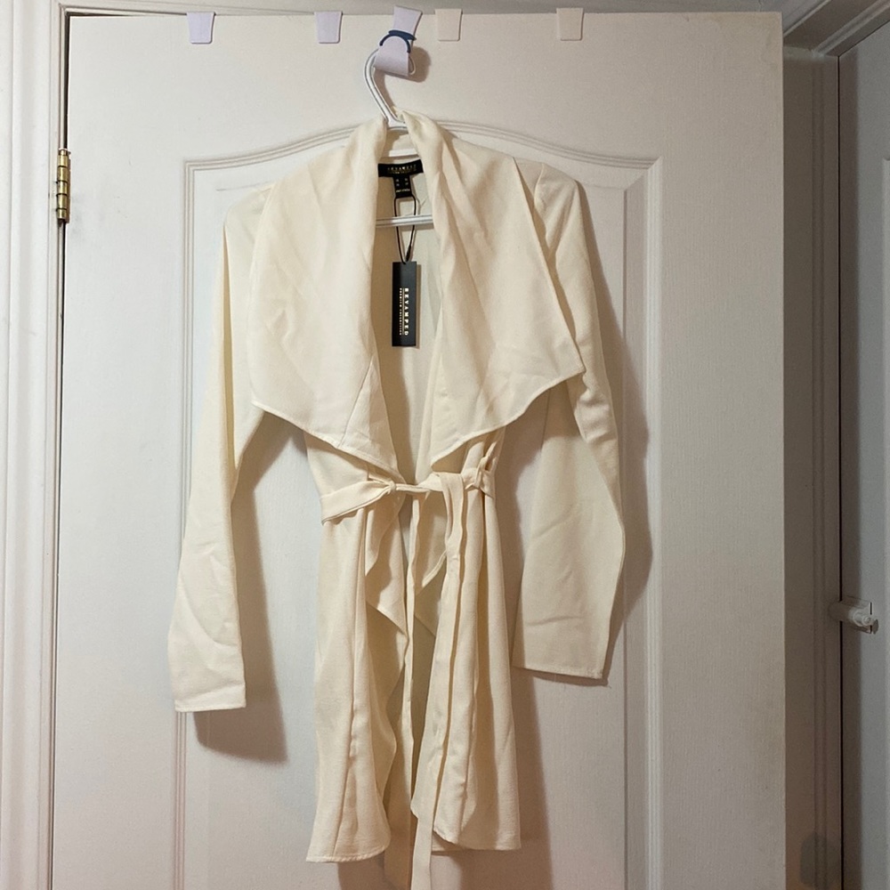 Revamped cream colour belted cardigan